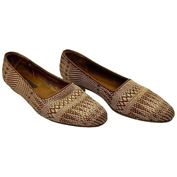 Sesto Meucci of Florence Women’s Tan brown Woven Loafer Size 8 Medium Pre-Owned - Picture 8 of 8